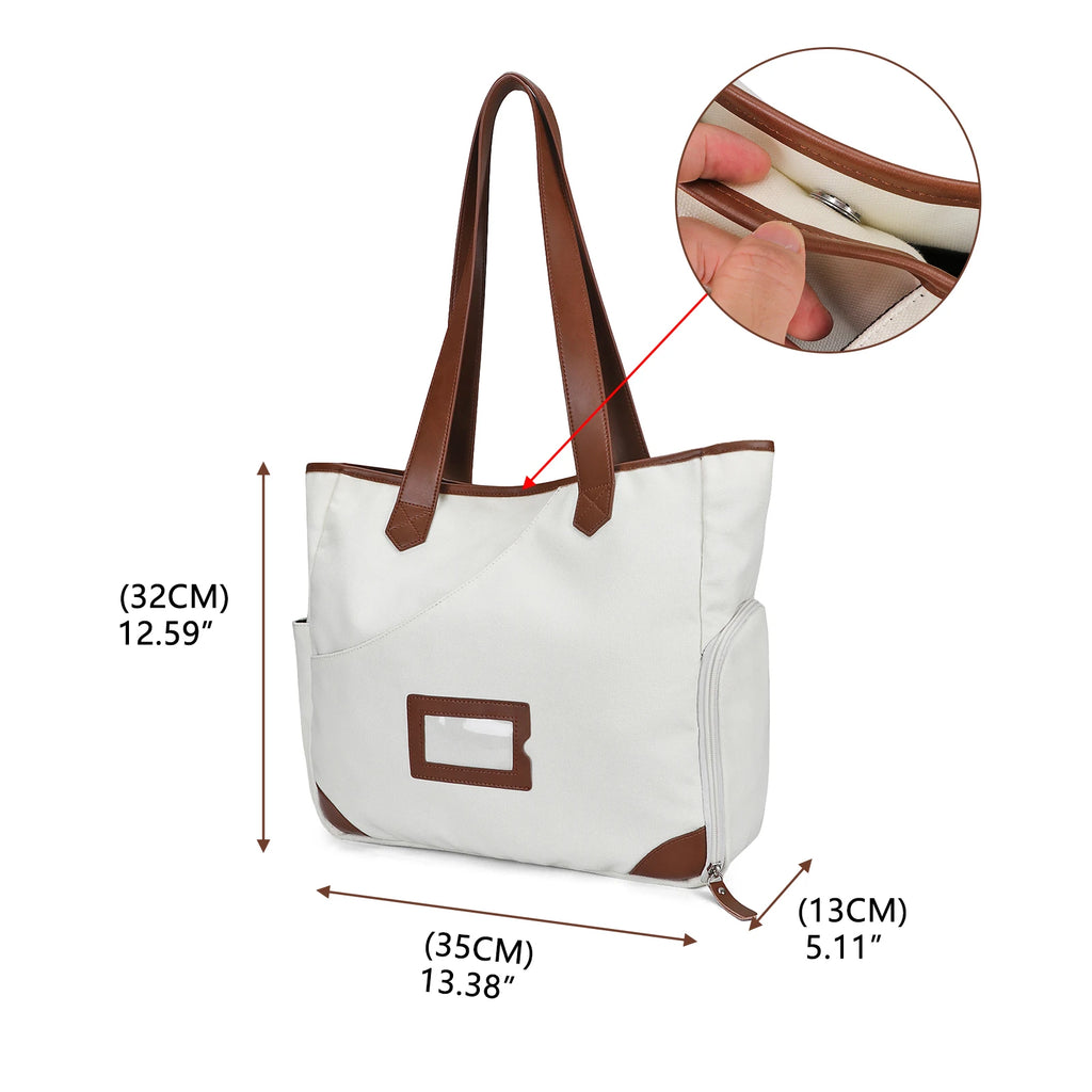 Tourbon Sports Padel Racket Shoulder Bag Canvas Tote Pickleball Paddle Bag with Shoe Compartment Large Capacity Light Weight