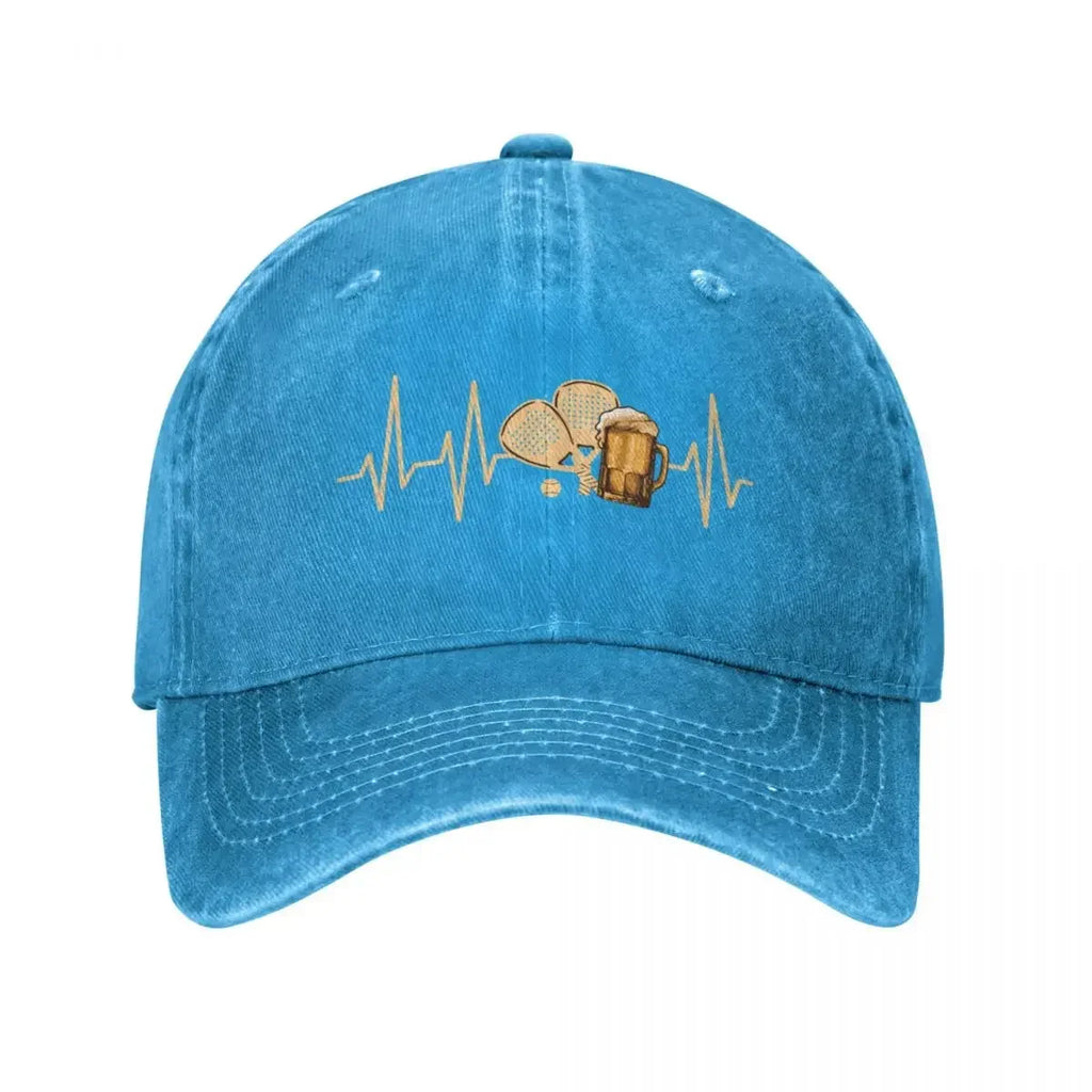 Padel & Beer Heartbeat Baseball Cap - Funny Padel Hat for Beer Lovers
