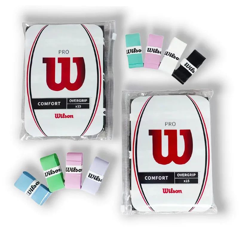 15PCS Wilson Tennis Racket Overgrip Sweat Band Absorption Grip PU Badminton Racket Handle Grip Tennis Griptape Padel Racket Grip