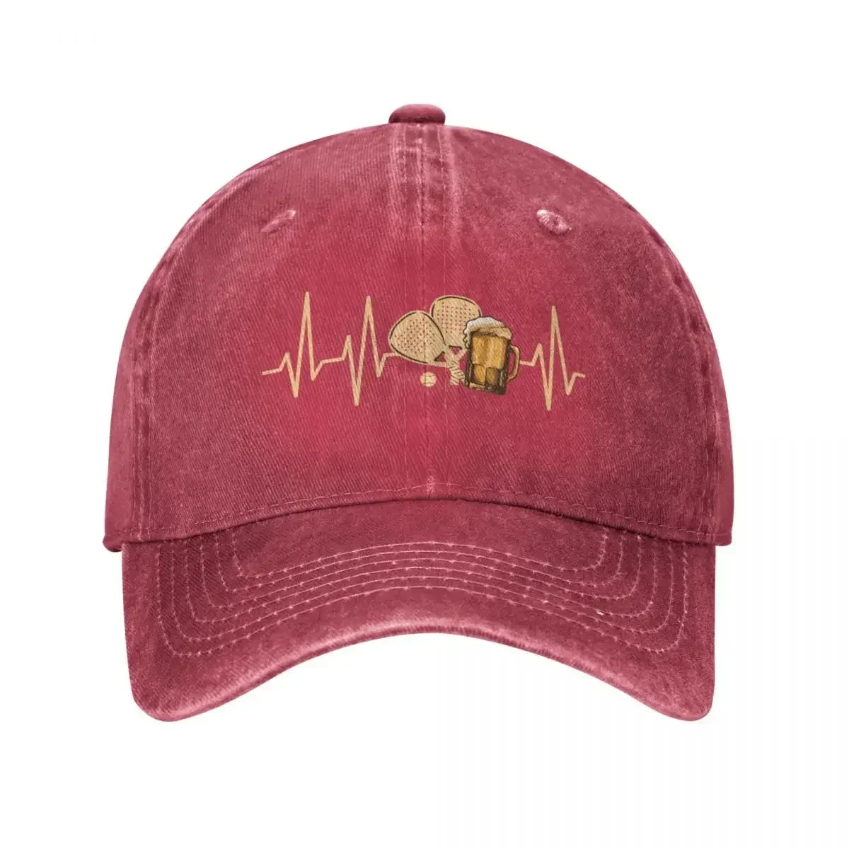 Padel & Beer Heartbeat Baseball Cap - Funny Padel Hat for Beer Lovers
