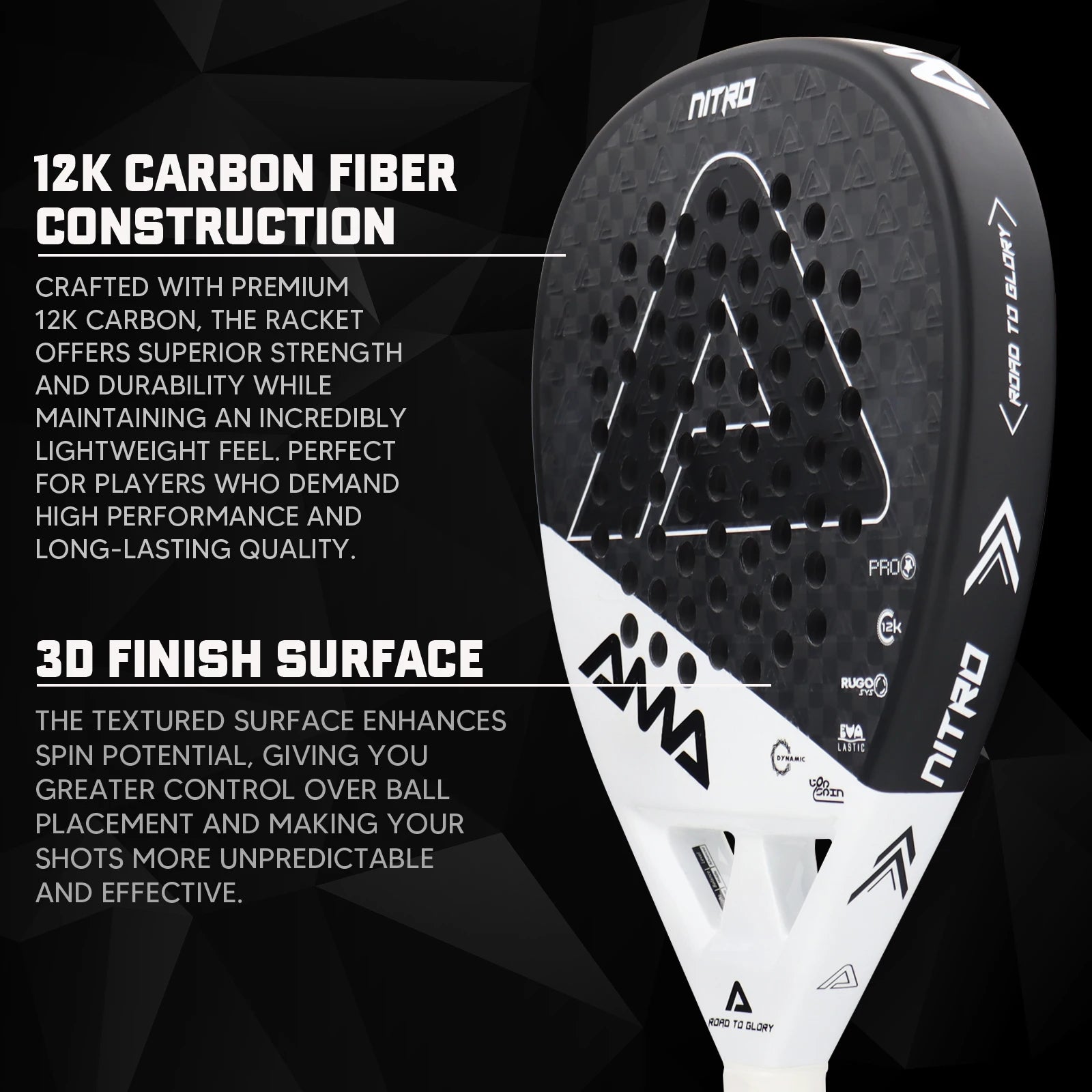 AMA SPORT Premium Carbon Fiber Padel Racket - 3K/12K/18K EVA Core