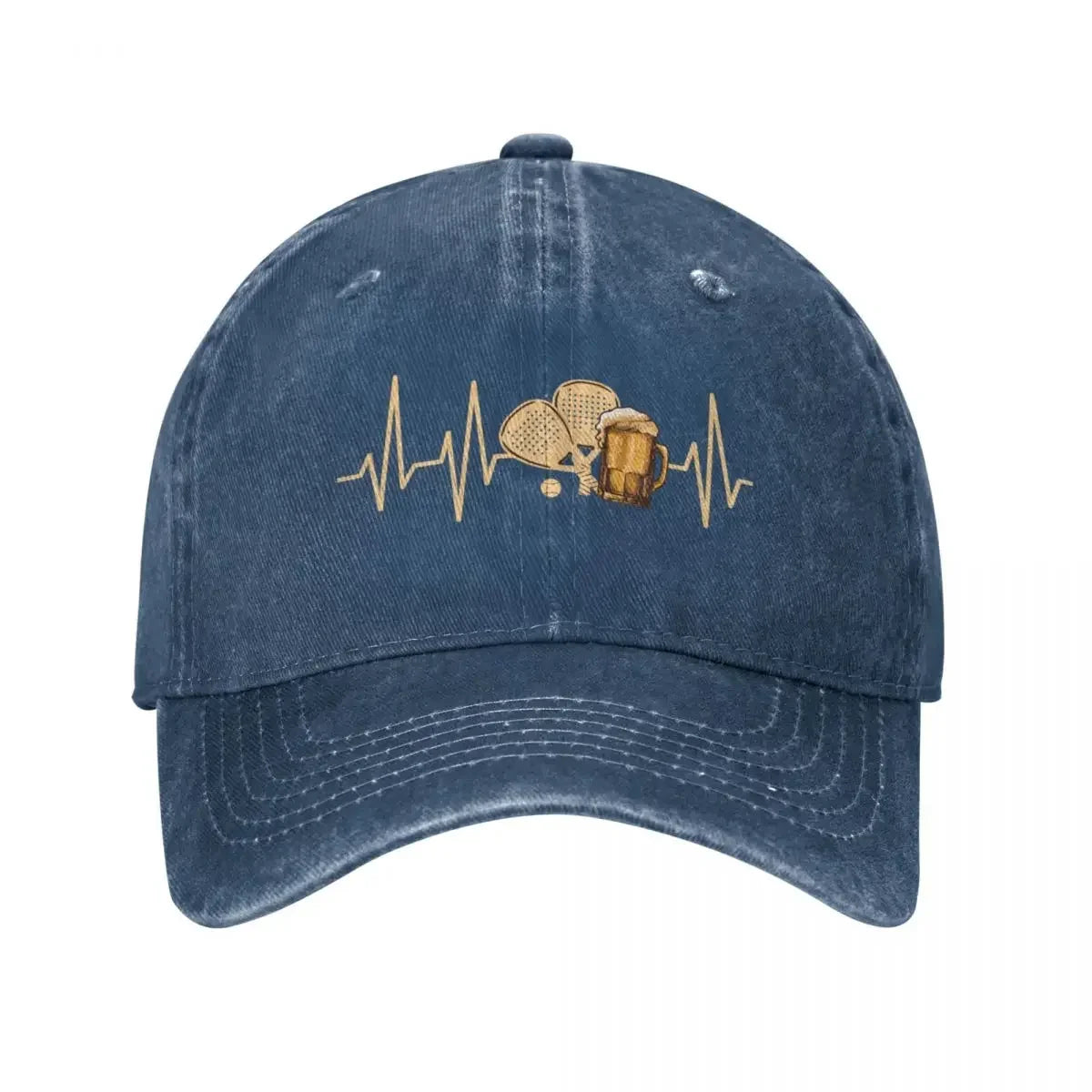 Padel & Beer Heartbeat Baseball Cap - Funny Padel Hat for Beer Lovers