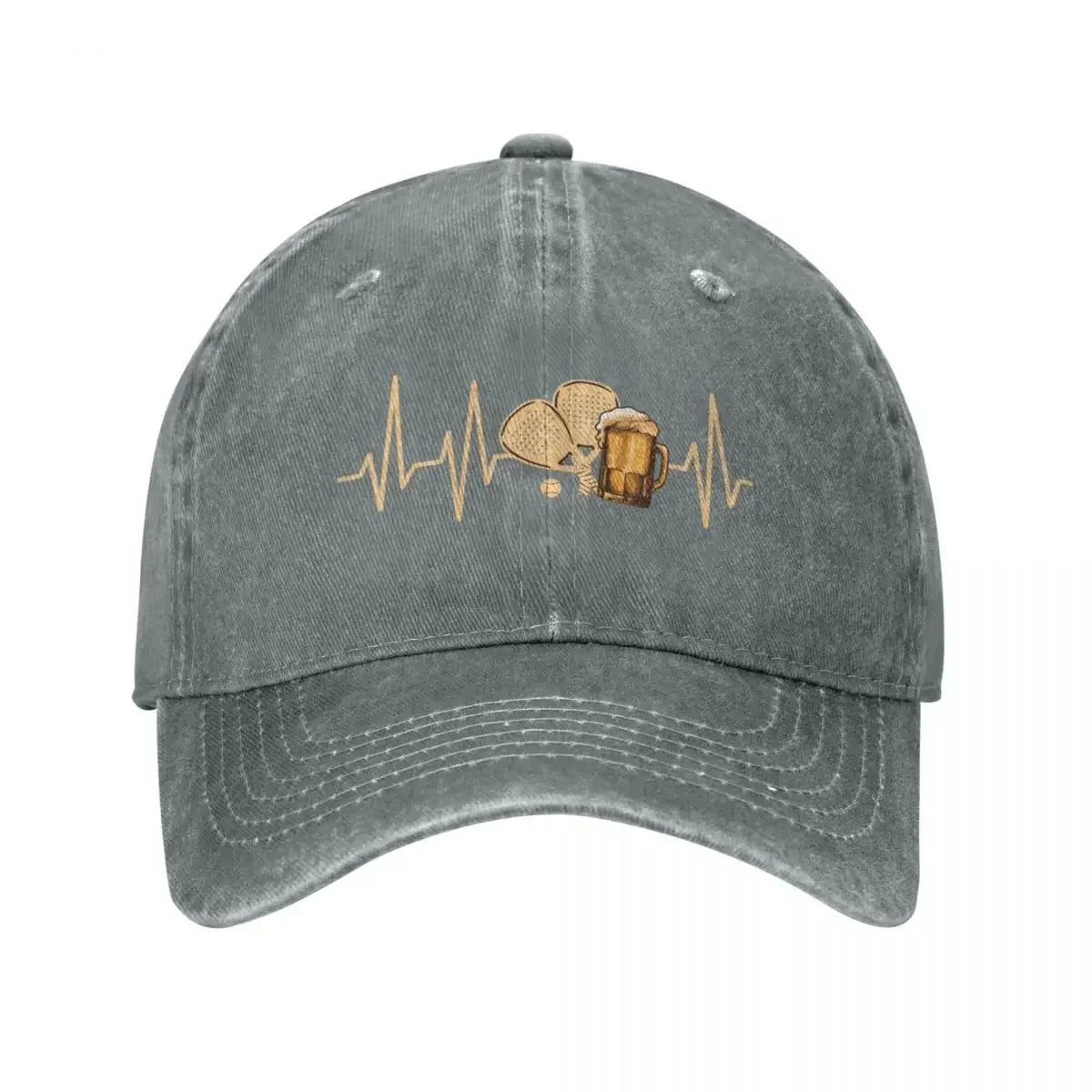 Padel & Beer Heartbeat Baseball Cap - Funny Padel Hat for Beer Lovers