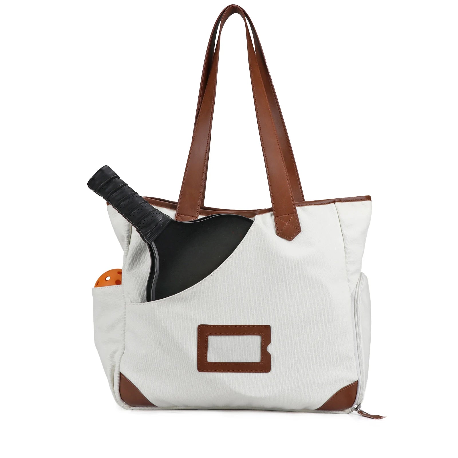 Tourbon Sports Padel Racket Shoulder Bag Canvas Tote Pickleball Paddle Bag with Shoe Compartment Large Capacity Light Weight