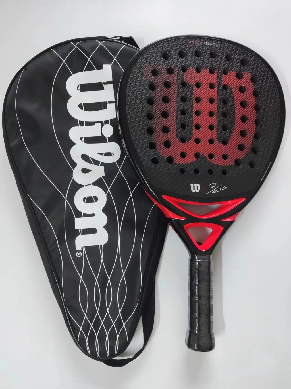 Wilson Professional Tennis Rackets Carbon Fibre Surface Diamond Shape with Eva Memory Flex Foam Core Padel Tennis Racquets